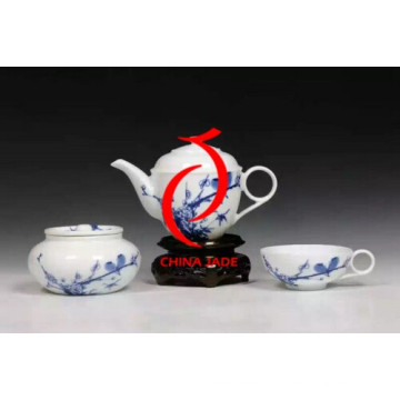 Hand Paintd Blue and White Porcelain Chinese Tea Set Tray for Chinese New Year Decoration